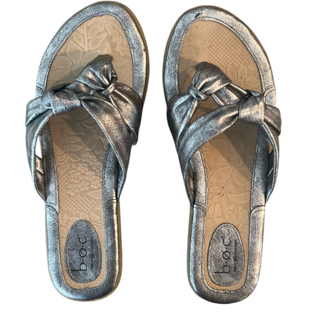 BOC Born Concept Women's Size 8 Sandals Silver With Double Knot
